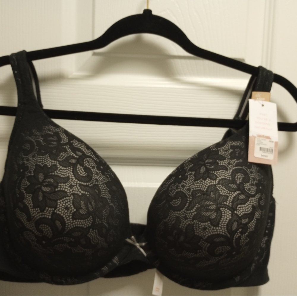 New Cacique Boost Plunge Bra Black/Tan Lace 42DD